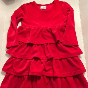 Hanna Andersson Red Velvet Ruffle Dress-EUC
